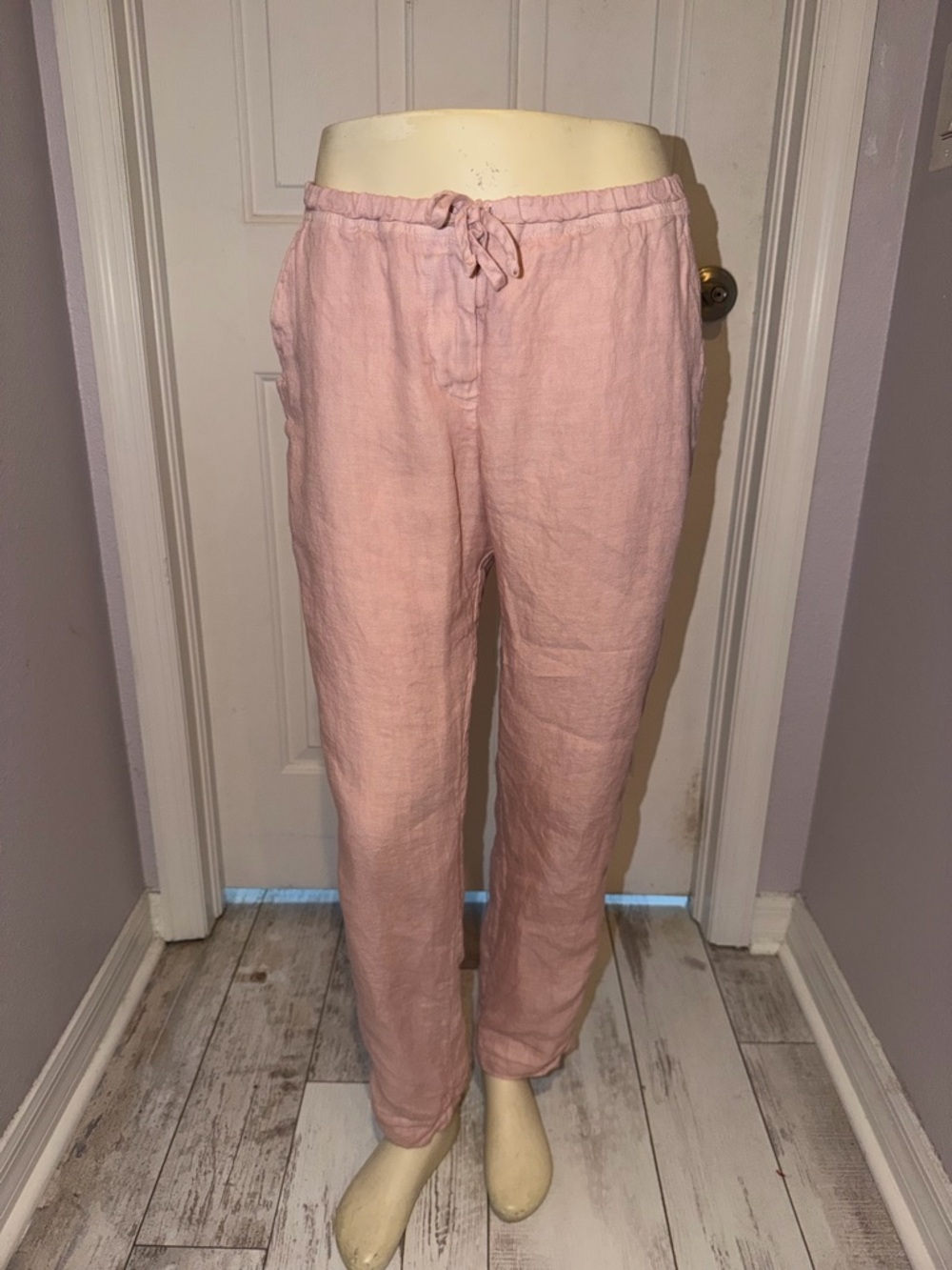 CP Shades Light Pink Linen Drawstring Pants